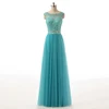 Wow Couture Chaozhou Evening Dresses Cap Sleeve Open Back Pleats Tulle Long Gown Cheap Bridesmaid Dress