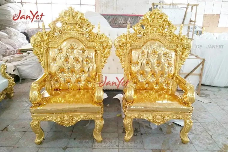 Hot Luxury gold king lion chair for hotel