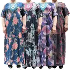 2019 Abayas Women Islamic Clothing Flowers Print Fashion Bandage Hijab Dresses Maxi Muslim Dress Kaftan Dubai Turkey Robe