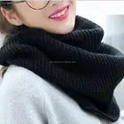 ladies fashion neon solid color acrylic knit infinity scarf