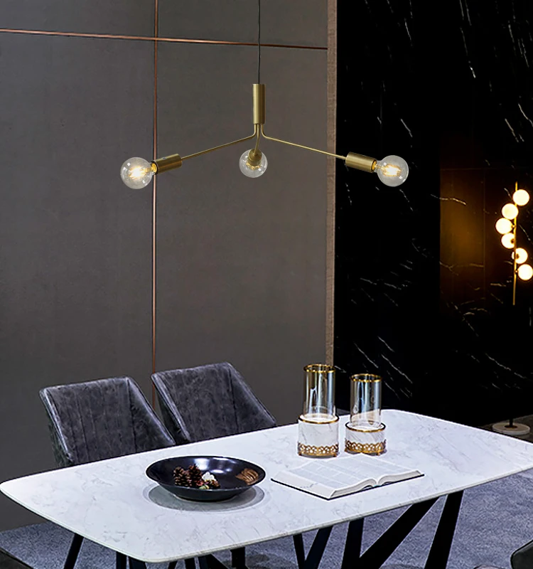 Postmodern Nordic American chandelier creative personality restaurant lamp bedroom art wrought iron branch molecular chandelier