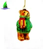 Festival Decoration 3D Glass Hanging Green Sweater Bear For New Year Christmas Ornaments Outdoor Party