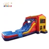 Two lane mini inflatable combo water slides, combo bcouner trampoline with slides for rental and backyard use