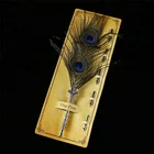 AYFP-0012 High quality peacock feather quill pen with back card