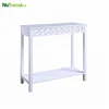 Wooden wall console table with decorated mirror design