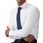 MJ TAILORED MEN'S FORMAL SOLID WHITE ITALIAN WINDSOR COLLAR DRESS SHIRT