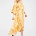 Custom Women Off the shoulder Ruffle Sleeves Maxi Dress Summer Swing Dress