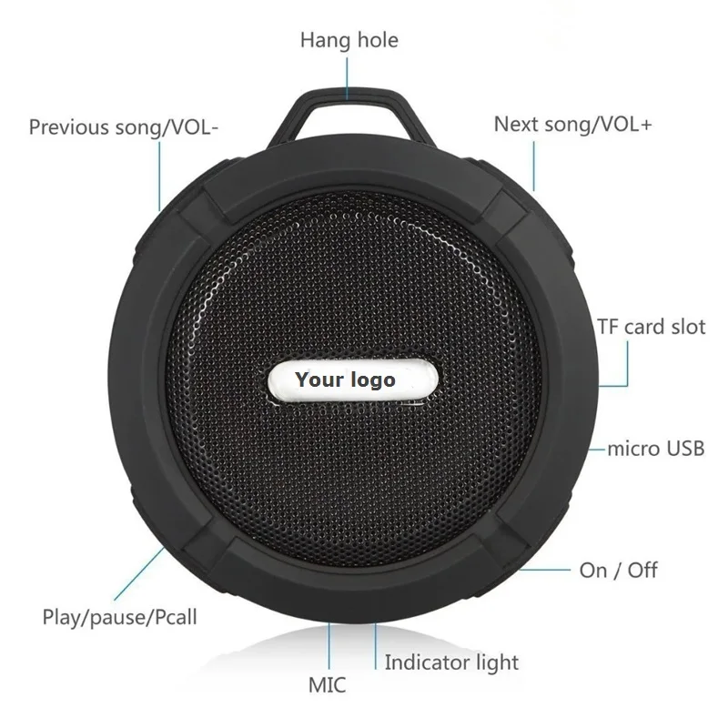 Factory price waterproof fm shower radio waterproof wireless speaker c6 portable wireless speaker with sucker - ANKUX.COM