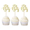 Gold Glitter Oh Boy Cupcake Toppers Baby Shower Birthday Cupcake Toppers