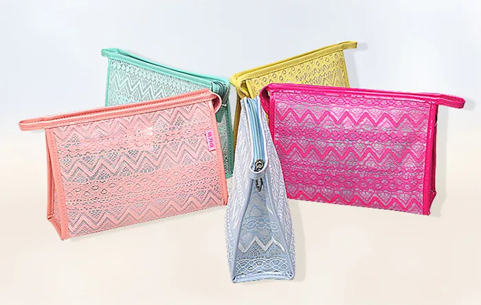 Custom Clear PVC Lace Beauty Travel Makeup bag Cosmetic Bag_14