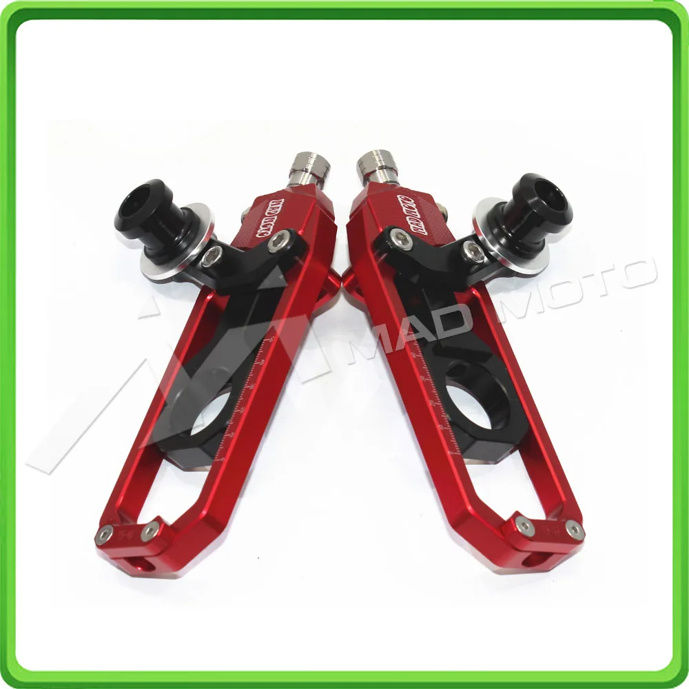 Motorcycle Chain Tensioner Adjuster with paddock bobbins kit for Yamaha YZF-R1 2006 R1 06 Red&Black (4)