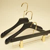 Custom luxury black colored wooden clothes gold hanger with logo