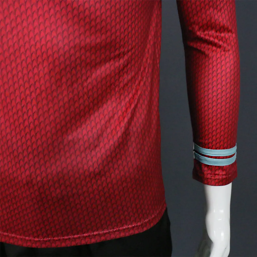 Star Trek in The Dark Captain Kirk Shirt Shape Cosplay Costume Red Version Size  For Men (7)