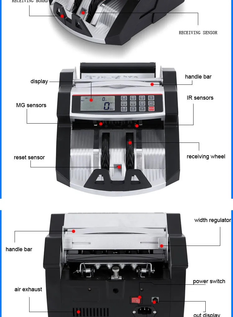 S33 Zc2108 Bank Professional Two Pocket Bill Banknote Money Counter