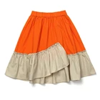 Quality kids clothes manufacturer 100%cotton fashion color panels ruffled girl skirt wholesale