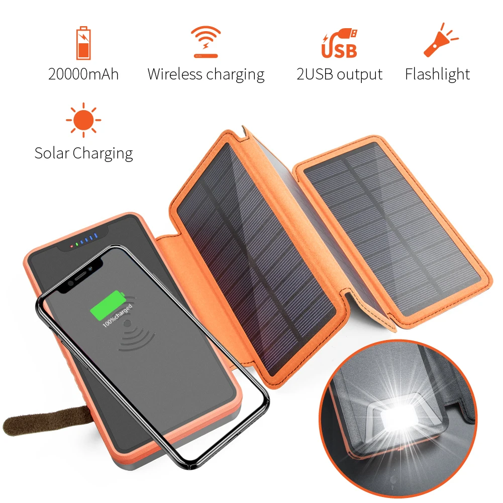 Amazon New Portable Solar Panel Wireless Fast Charging Power Battery Bank For Phone - ANKUX.COM