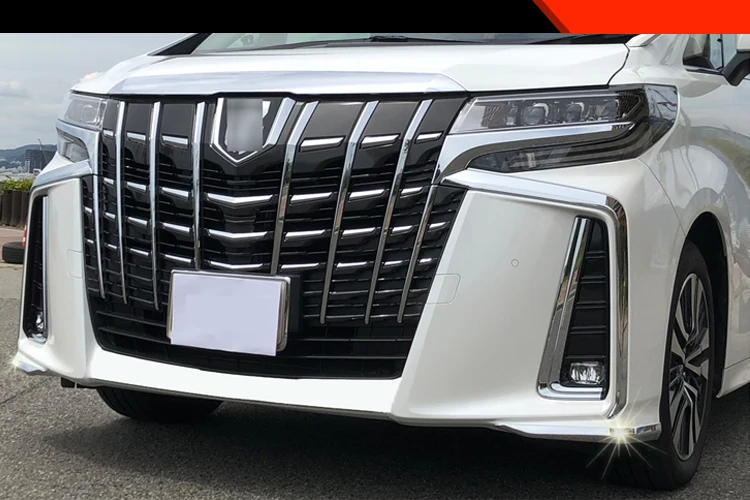 Abs Chrome Front Bumper Molding Trim Cover Garnish For Toyota Alphard