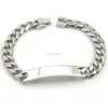 stainless steel curb cuban chains blank bracelet for men jewelry