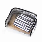White Little Zipper Canvas Pouch,Printed Cotton Makeup Bag
