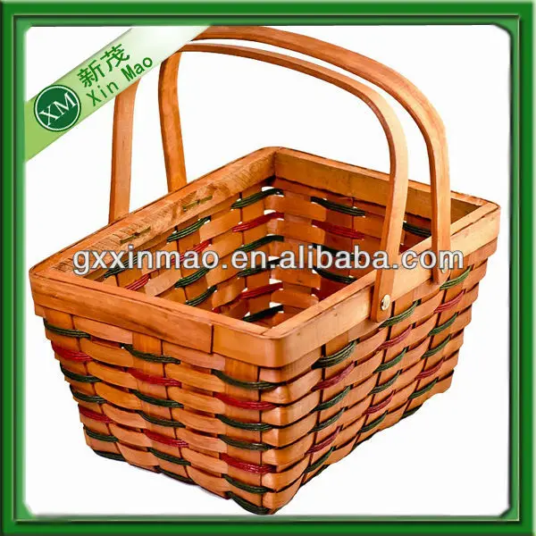 woven cheap wooden basket with handles wholesale
