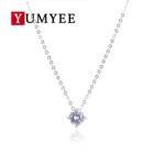 Classic design single zirconia paved pendant sterling silver necklace for party