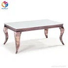 round rose gold stainless steel round rectangle marble glass top coffee table