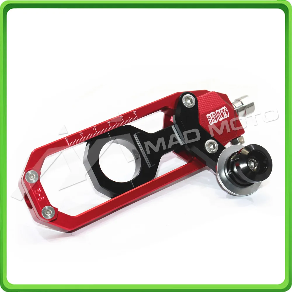 Motorcycle Chain Tensioner Adjuster with paddock bobbins kit for Yamaha YZF-R1 2006 R1 06 Red&Black (9)