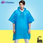 EVA riding transparent plastic rainwear rain poncho custom for adult with hood, drawstring in durable good quality