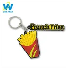 Custom french fries food shaped plastic keyring holder / pvc keychain