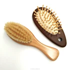 Natural bamboo wood baby kids hair brush and comb set