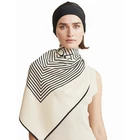 Graphic Customization Silk Scarf Factories New Style 90*90 Square Stripe Printed Luxury 100% Silk Scarf