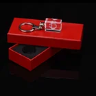 3D Laser Engraved Cube Christmas Gifts Crystal Led Keychain Glass Photo Led Crystal Keychain