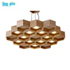 Individuality Handmade Natural Wood Honeycomb Shape Pendant Lamp