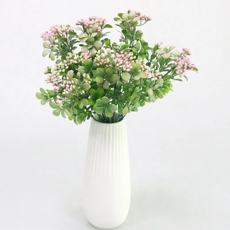 Flone Green Artificial Flower Simulation Milan Small Bouquet Plastic Plant Flowers For Wedding Home Office Party Decoration Art (5)