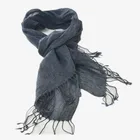 woven fringe plain custom soft grey color linen cotton scarves