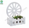 Wheel & Fence Design White Wood Display Shelf / Wall Mounted Plant Flower Planter Pot Stand Rack YM1-936