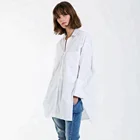 Design Cotton Fashion Side Slit Design White Casual Long Shirt Cotton Simple Women Long Shirt