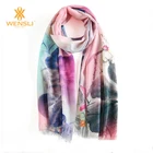 2017 Fashion Lady Wool Scarf Custom Pattern Digital Printing Indian Wool Scarf