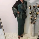 2144# Latest Muslim Long Tunic Wholesale Islamic clothing Lace Model Blouse Women New Modal Wrap Shirts For Women
