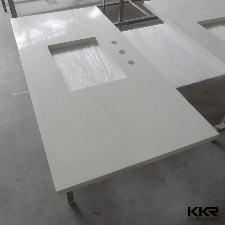 Kkr Prefab Artctic White Quartz Silk Stone Countertops Quartz