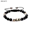 Jewelry factory making gemstone black onyx pyrite stone faceted beads men macrame bracelet
