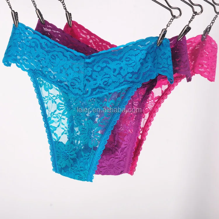 Culotte String Dentelle Femme - Taille Basse Invisible - Sans Couture - Rose