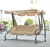 Outsunny Covered Outdoor Porch Swing/Bed with Frame, Sand