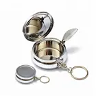 Free sample decorative cute multi food grade round shaped one compatment lockable iron metal keyring pill boxes