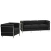 guangzhou modern stainless steel office black leather sofa set