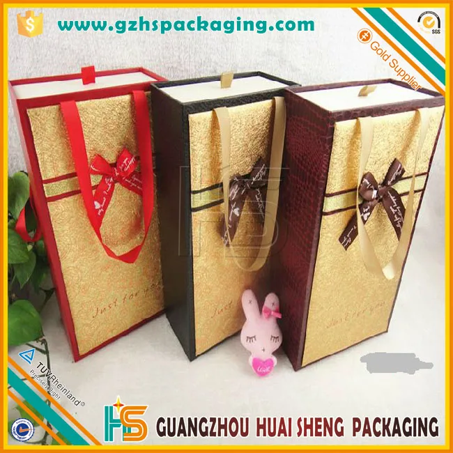luxury rectangle folding paper cardboard gift wine box with