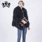 New Women Clothes Fashion Knitted Lamb Fur Coat with Factory Price