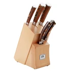 Classical 5PCS germany kitchen wood handle knife set with knife block