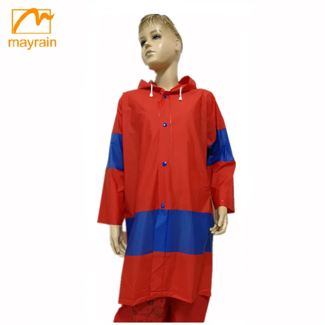 pvc free kids wholesale raincoat with a pouch