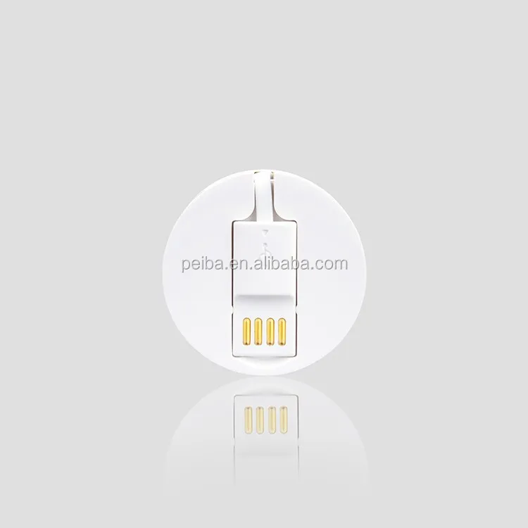 Round box shape 80CM Long Retractable Round Box ABS material 3 in 1 usb data Cable factory - ANKUX.COM